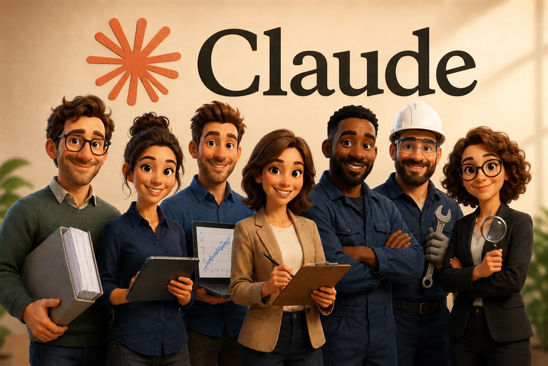 The Rob Reliability AI team - seven reliability specialists, with the Claude logo